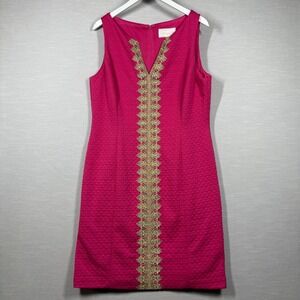 Pappagallo Brooke Dress Womens 14 Pink Quilted Elegant Wedding Classic Party